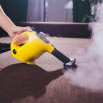 Washing and cleaning with portable steam cleaner